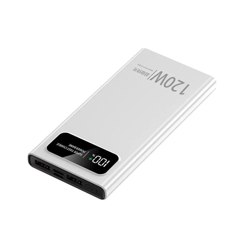 High Capacity 20000mAh 120W Power Bank Fast Charge Display White NALANI