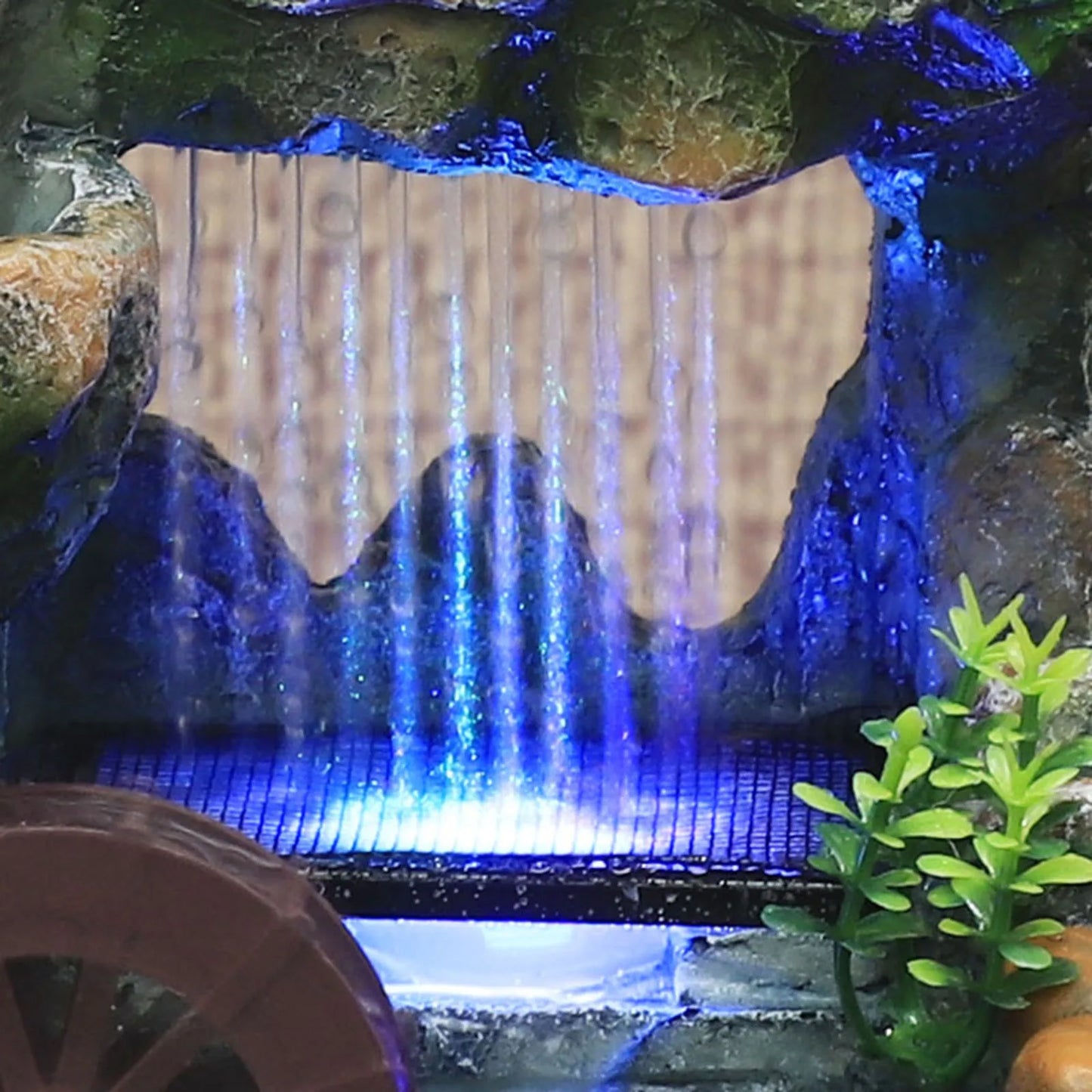 Illuminated Waterfall Fountain with Rock Garden and Tree Ornament NALANI