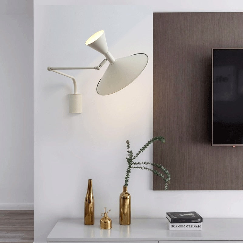 Indoor Swing Arm Wall Lamp For Bedroom And Living Room White NALANI