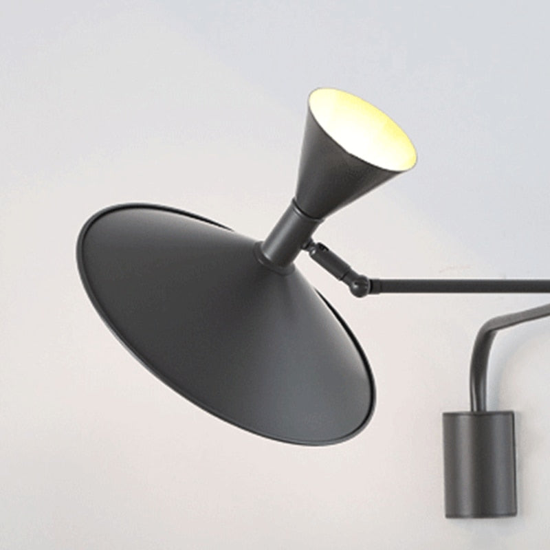 Indoor Swing Arm Wall Lamp For Bedroom And Living Room Black NALANI