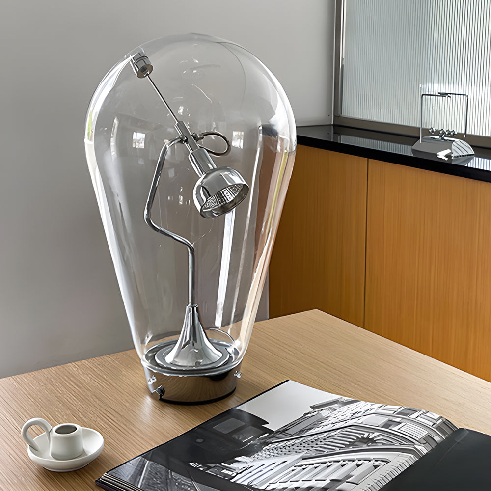 Industrial Glass Table Lamp With Magnetic Dimmer Control NALANI