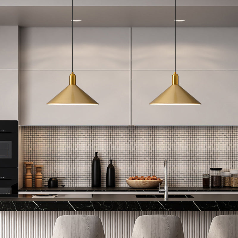 Industrial Metal Conical Drop Pendant Light for Dining Room Gold NALANI