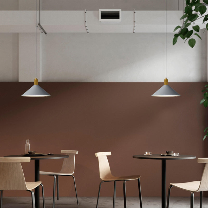 Industrial Metal Conical Drop Pendant Light for Dining Room Grey NALANI