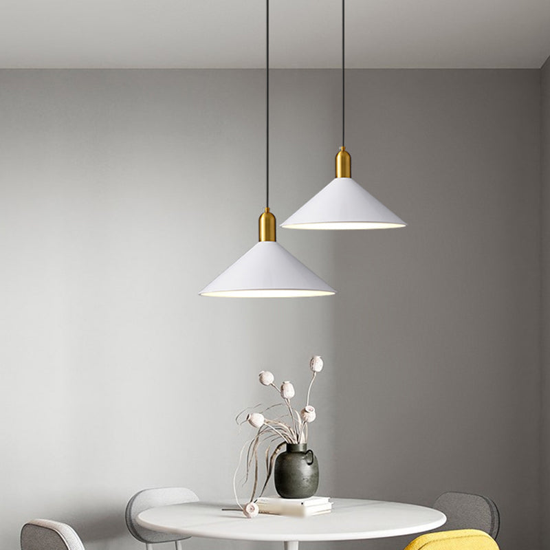 Industrial Metal Conical Drop Pendant Light for Dining Room White NALANI