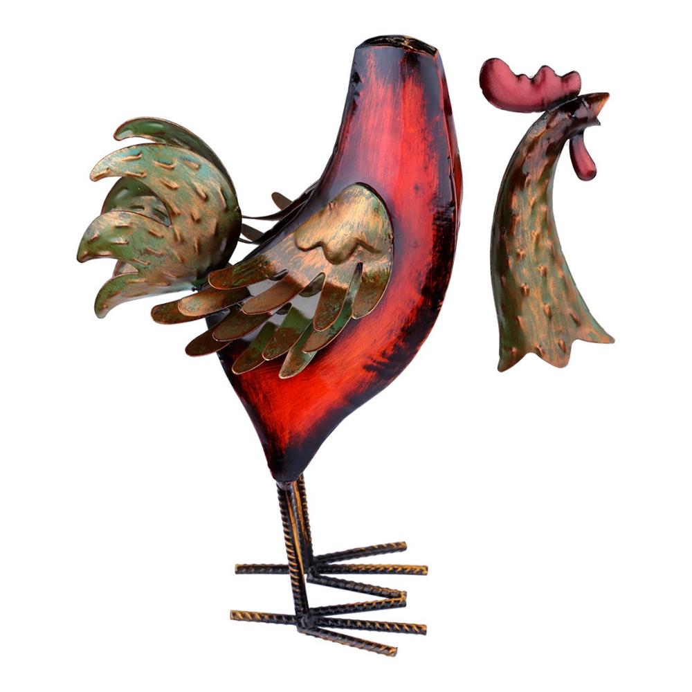 Iron Rooster Sculpture Miniature for Garden Decor NaLani