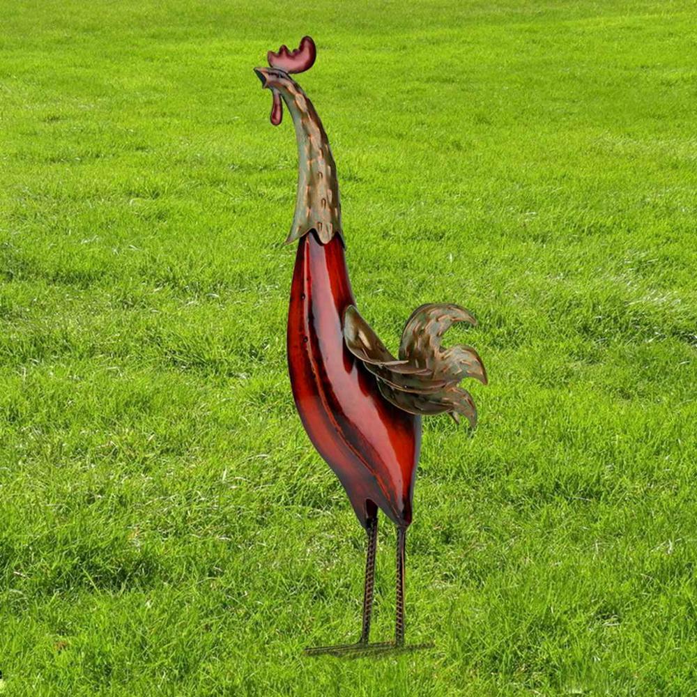 Iron Rooster Sculpture Miniature for Garden Decor NaLani