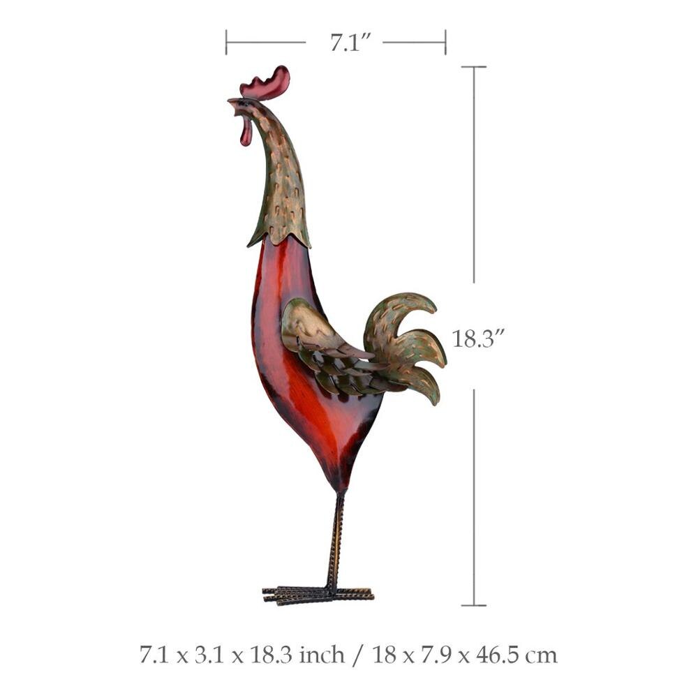 Iron Rooster Sculpture Miniature for Garden Decor NaLani