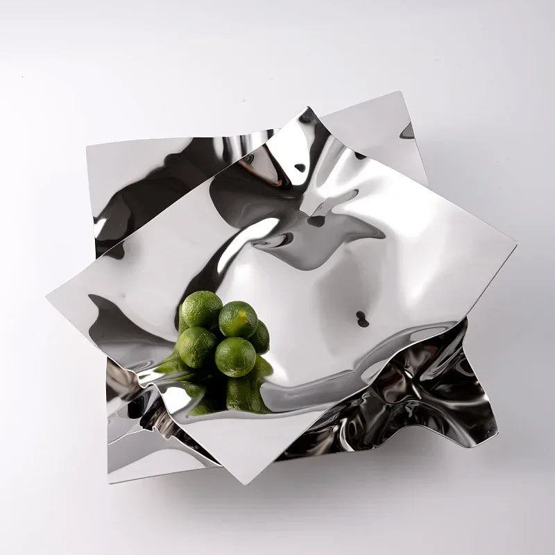 Irregular Silver Stainless Steel Storage Tray for Home Decor NALANI