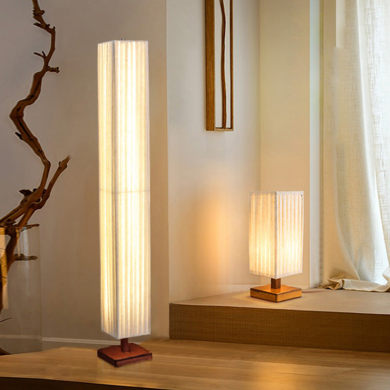 Japanese Walnut Floor Lamp With Fabric Shade Led Living Room NALANI