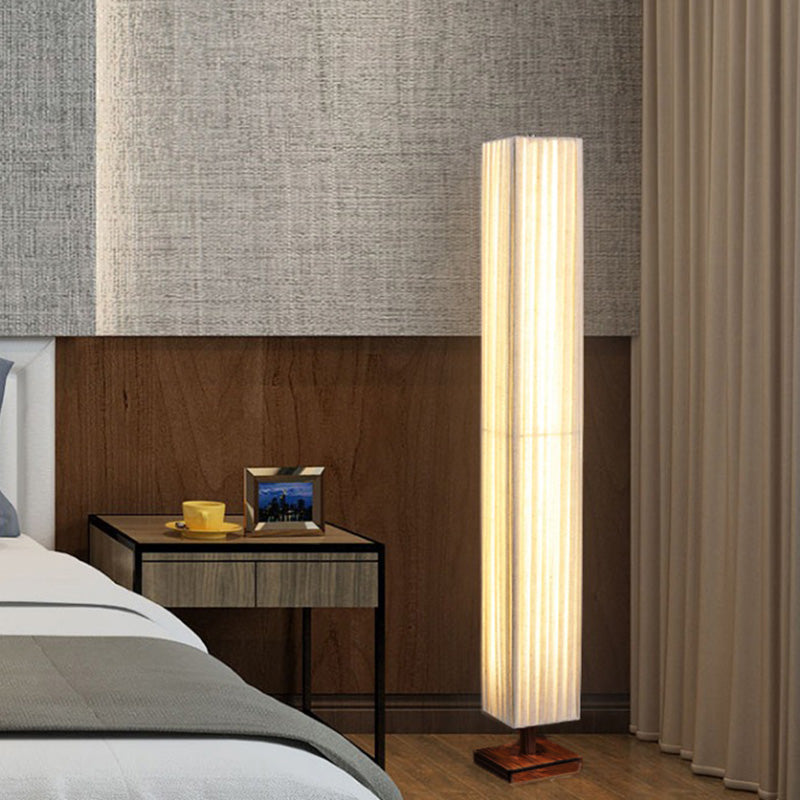 Japanese Walnut Floor Lamp With Fabric Shade Led Living Room NALANI