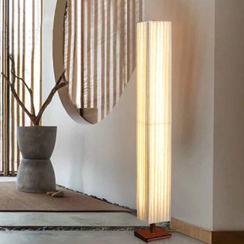 Japanese Walnut Floor Lamp With Fabric Shade Led Living Room NALANI