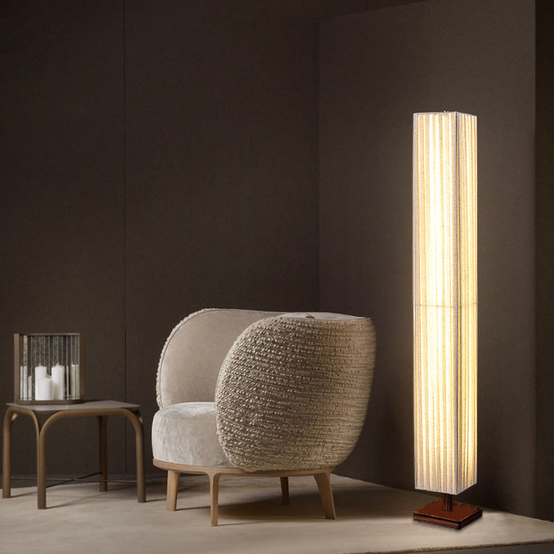 Japanese Walnut Floor Lamp With Fabric Shade Led Living Room NALANI