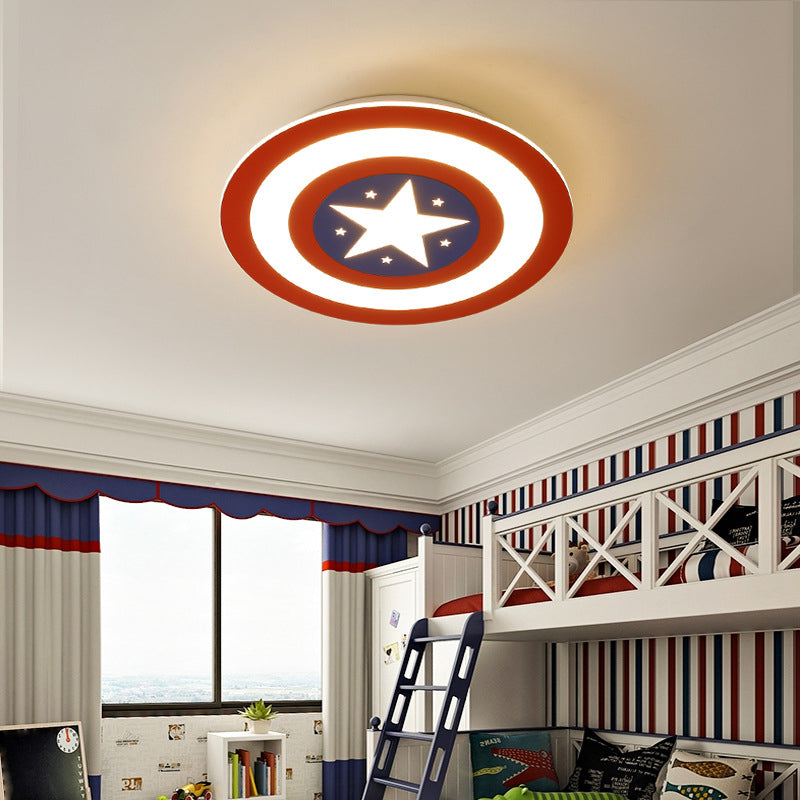 Kids Led Captain Shield Flush Mount Ceiling Light Red Blue NALANI
