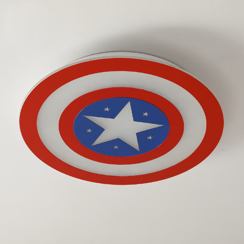 Kids Led Captain Shield Flush Mount Ceiling Light Red Blue NALANI