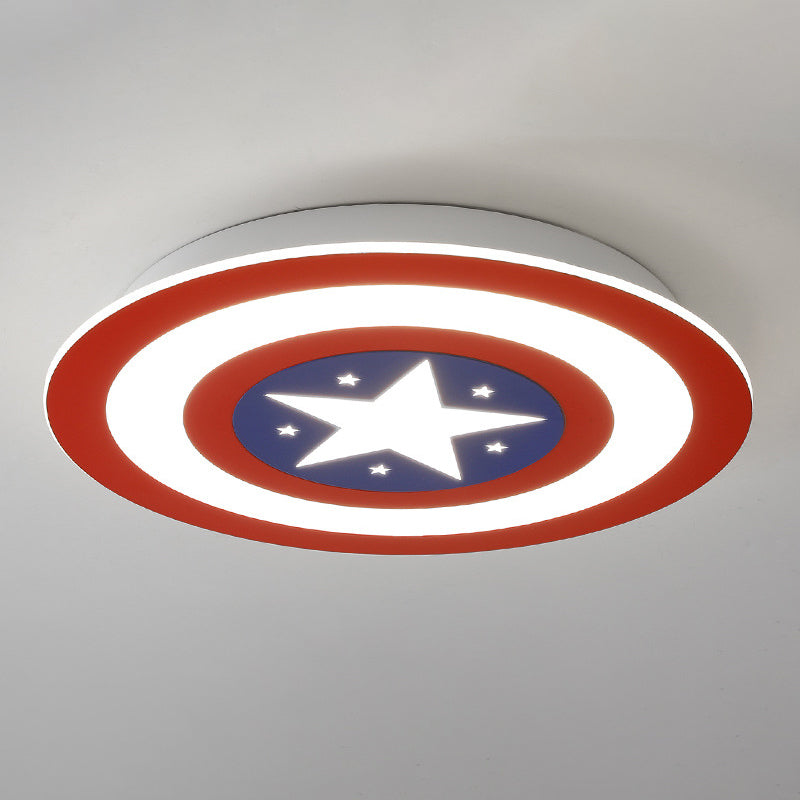 Kids Led Captain Shield Flush Mount Ceiling Light Red Blue NALANI