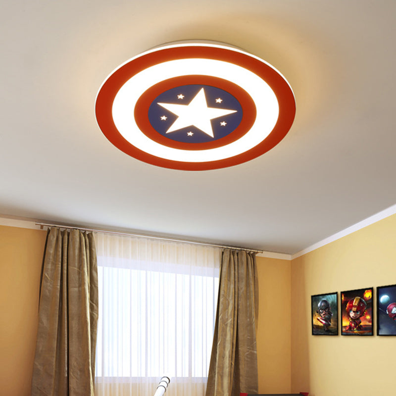 Kids Led Captain Shield Flush Mount Ceiling Light Red Blue White Warm NALANI