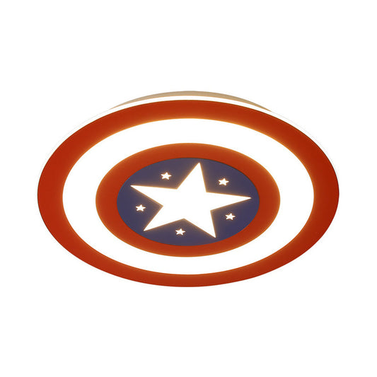 Kids Led Captain Shield Flush Mount Ceiling Light Red Blue NALANI