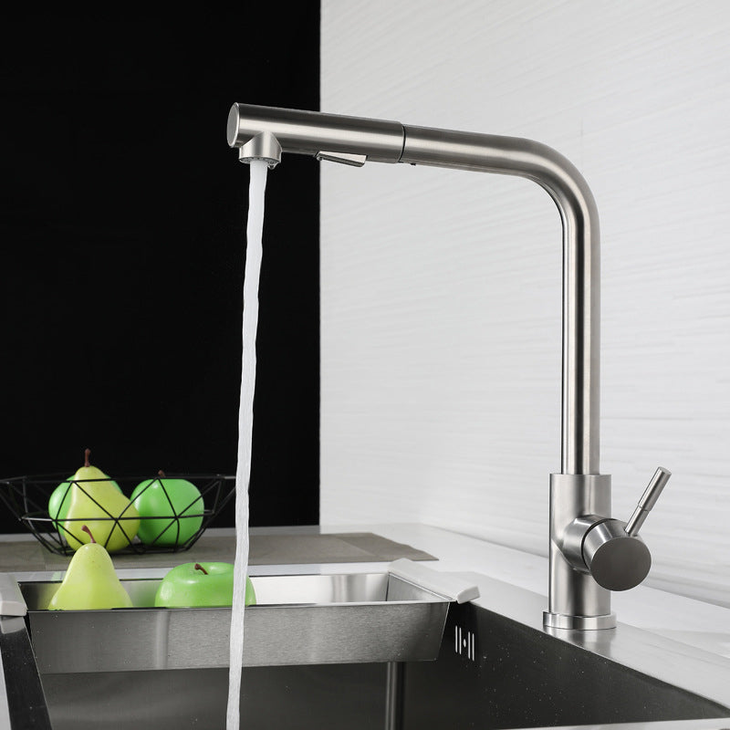 Kitchen Faucet With Rod Handle Hot And Cold Deck Mounted Silver NALANI