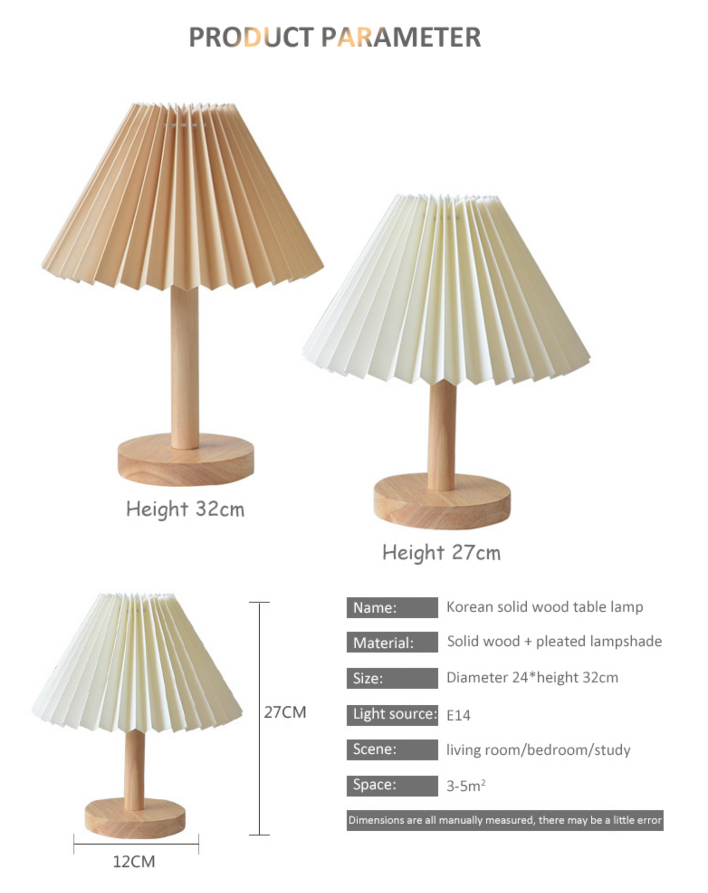 Korean Retro Pleated Table Lamp for Elegant Home Lighting NALANI