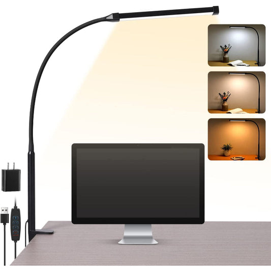 LED Desk Lamp Clamp Flexible Arm 3 Modes 10 Levels Black NALANI