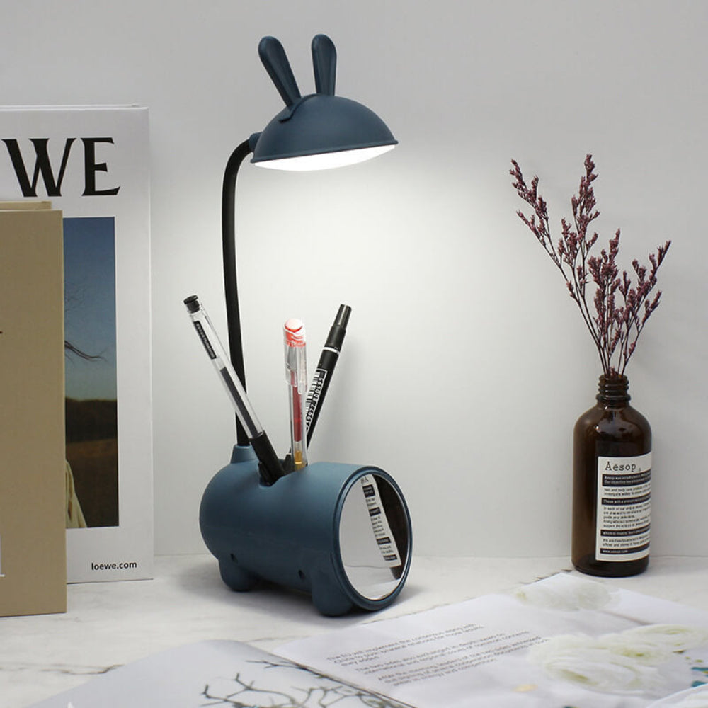 LED Desk Lamp With Touch Control Flexible Arm And Pen Holder Blue NALANI