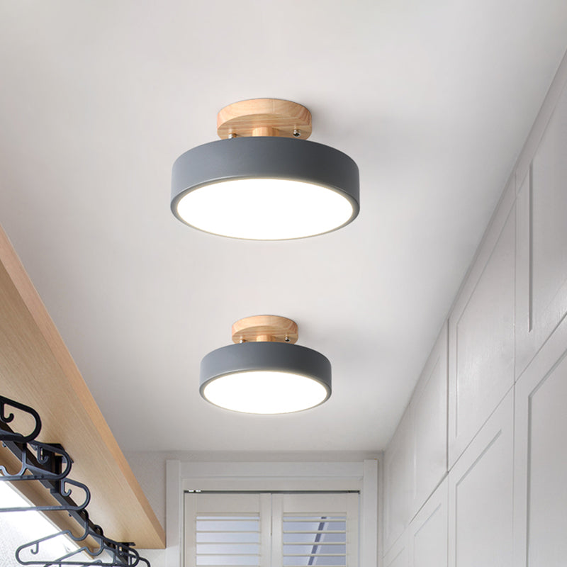 LED Semi Flush Mount Ceiling Light With Wood Canopy NALANI