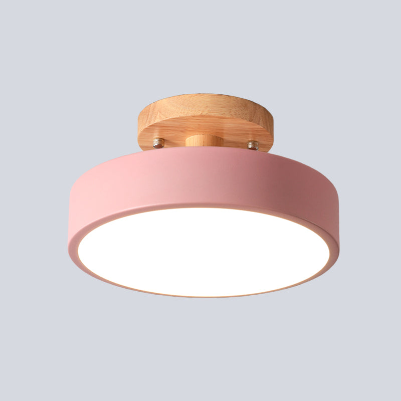 LED Semi Flush Mount Ceiling Light With Wood Canopy NALANI