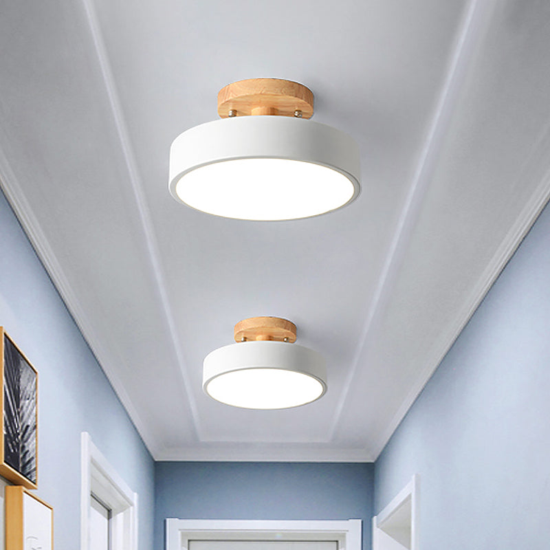 LED Semi Flush Mount Ceiling Light With Wood Canopy NALANI