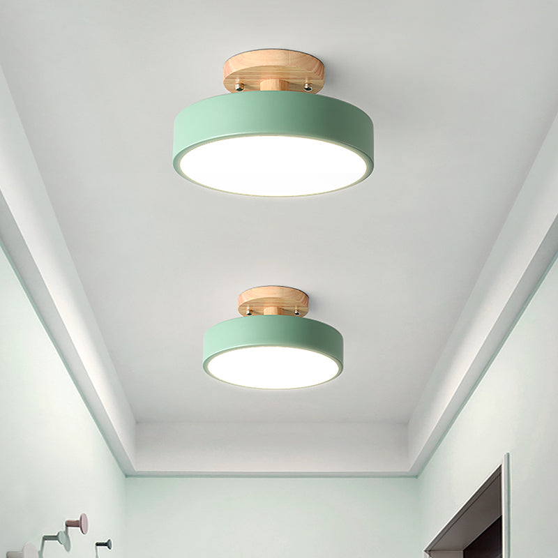 LED Semi Flush Mount Ceiling Light With Wood Canopy NALANI