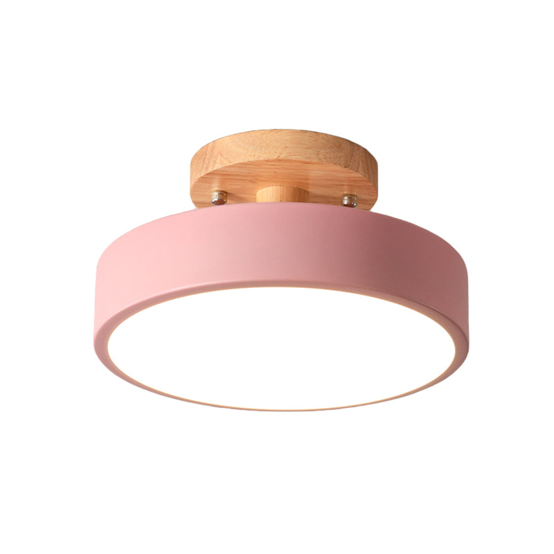 LED Semi Flush Mount Ceiling Light With Wood Canopy NALANI