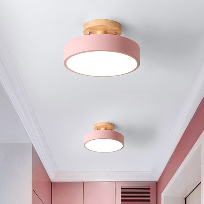LED Semi Flush Mount Ceiling Light With Wood Canopy NALANI