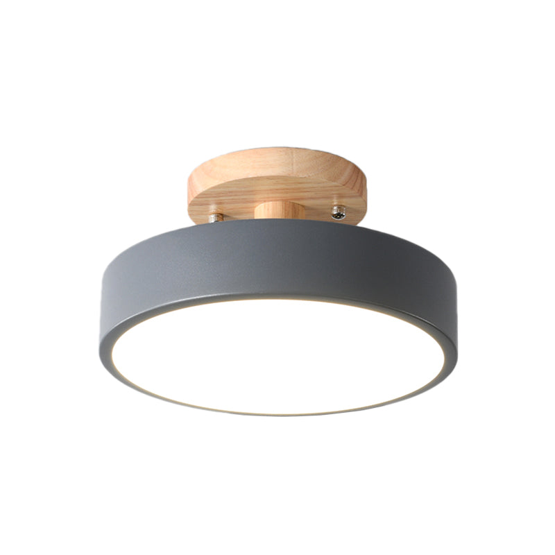 LED Semi Flush Mount Ceiling Light With Wood Canopy NALANI