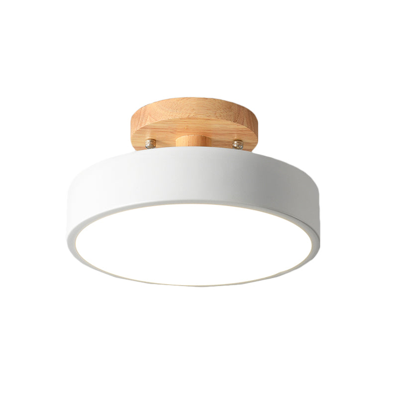 LED Semi Flush Mount Ceiling Light With Wood Canopy NALANI