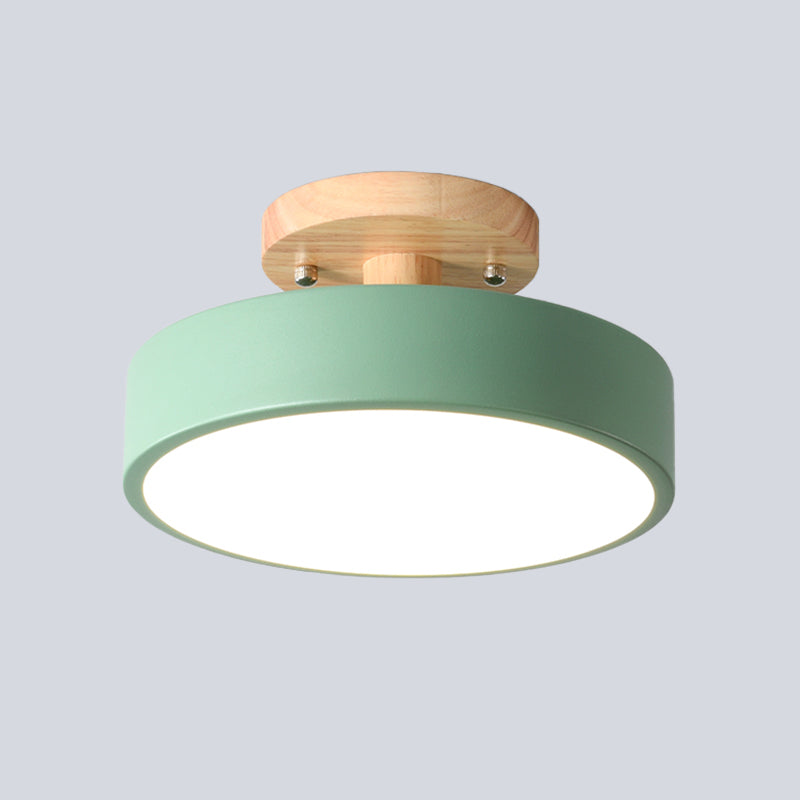LED Semi Flush Mount Ceiling Light With Wood Canopy NALANI
