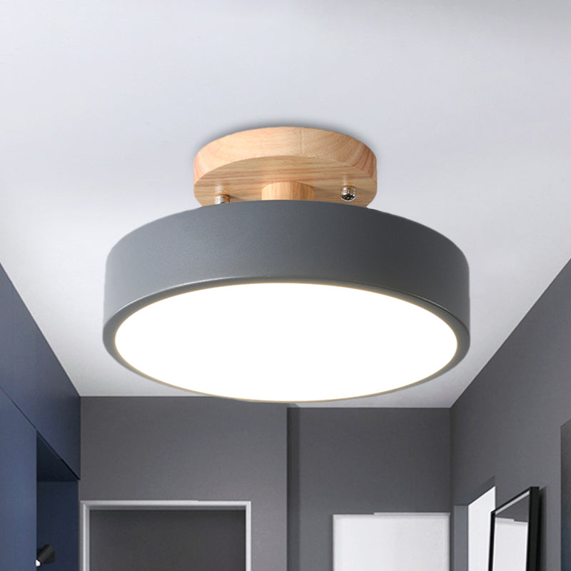 LED Semi Flush Mount Ceiling Light With Wood Canopy NALANI