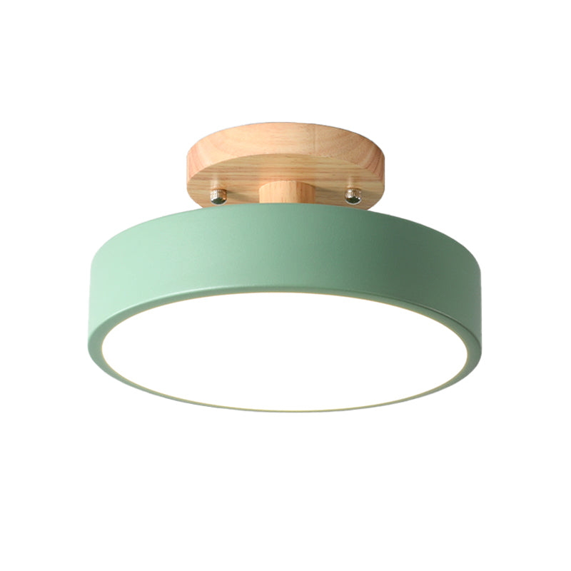 LED Semi Flush Mount Ceiling Light With Wood Canopy NALANI
