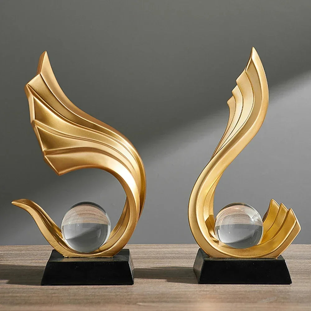 Luxury Gold Abstract Sculpture For Modern Home Decor NALANI