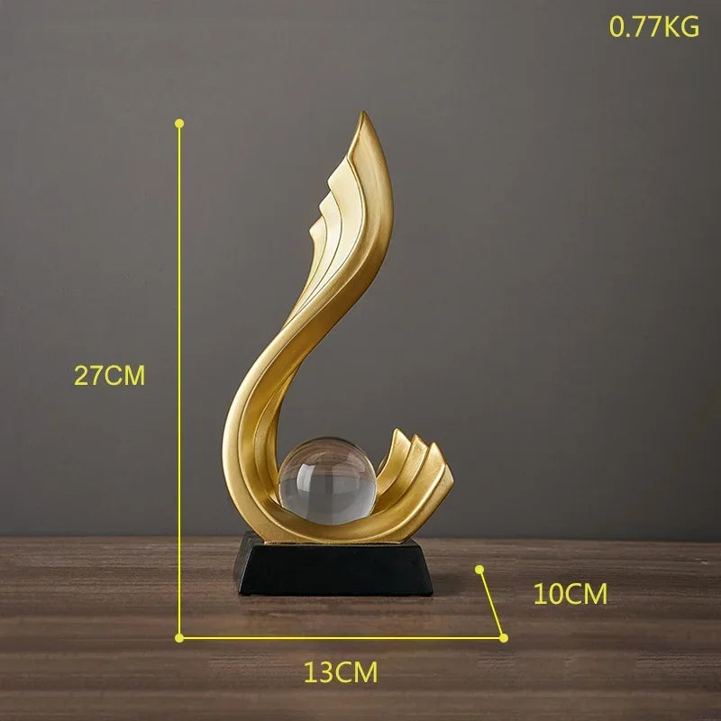Luxury Gold Abstract Sculpture For Modern Home Decor Type B NALANI