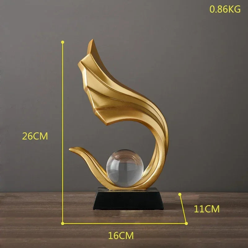 Luxury Gold Abstract Sculpture For Modern Home Decor Type C NALANI