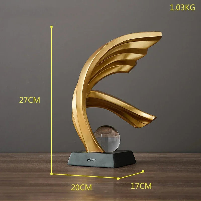 Luxury Gold Abstract Sculpture For Modern Home Decor Type D NALANI
