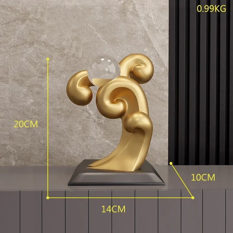 Luxury Gold Abstract Sculpture For Modern Home Decor Type E NALANI