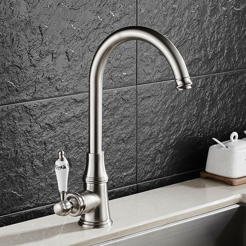Metal Kitchen Faucet Single Hole Contemporary Chrome Finish NALANI