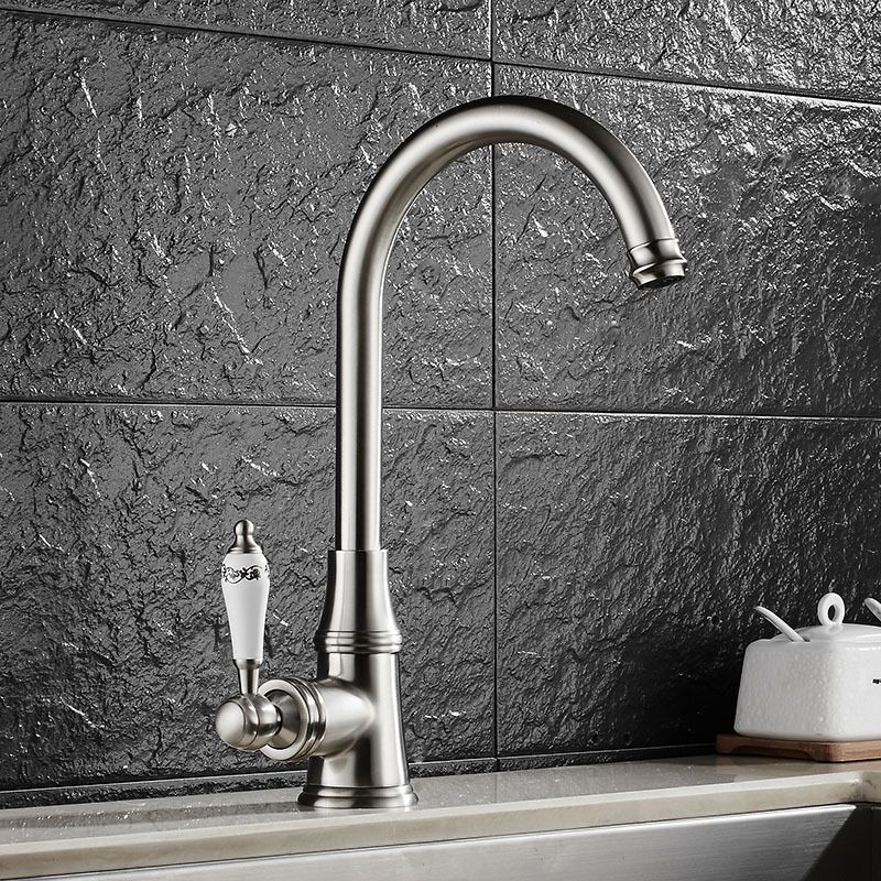 Metal Kitchen Faucet Single Hole Contemporary Chrome Finish NALANI