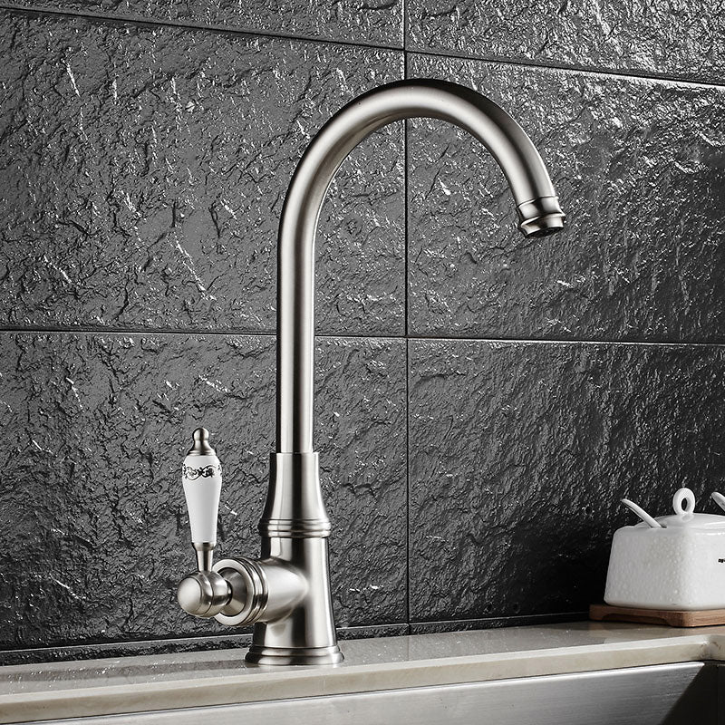 Metal Kitchen Faucet Single Hole Contemporary Chrome Finish NALANI