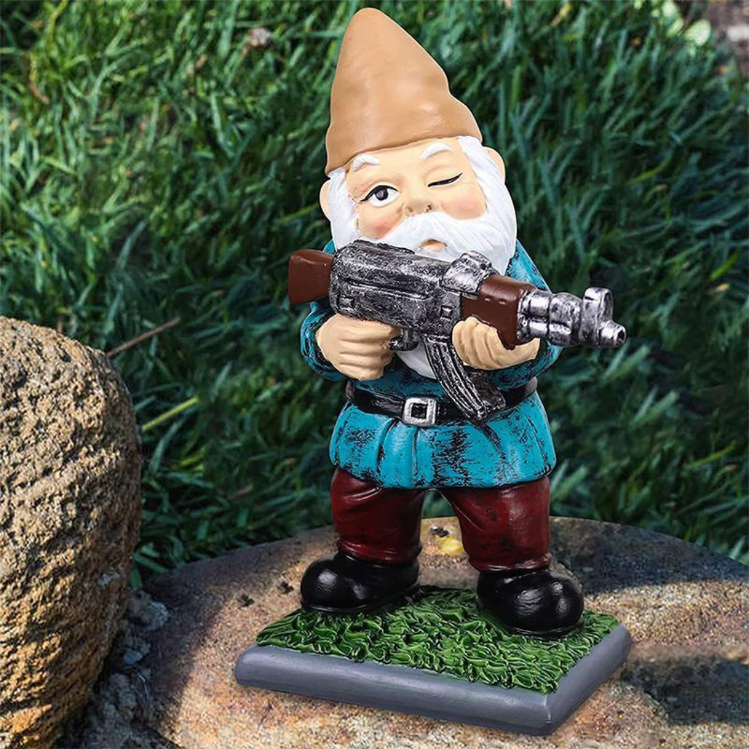 Military Garden Gnome Camouflage Outdoor Decor Resin Guerrilla B NALANI