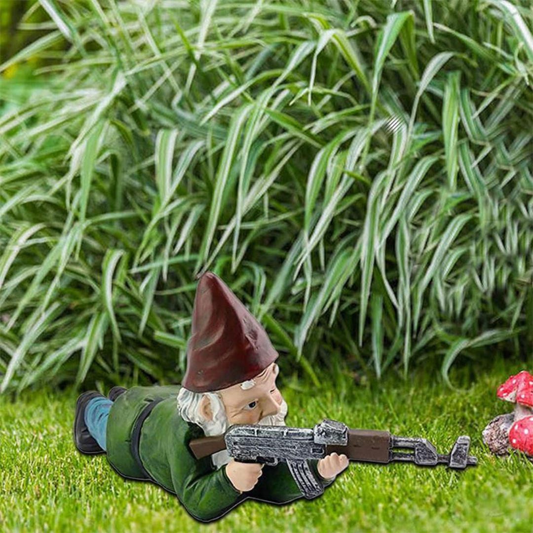 Military Garden Gnome Camouflage Outdoor Decor Resin Guerrilla C NALANI