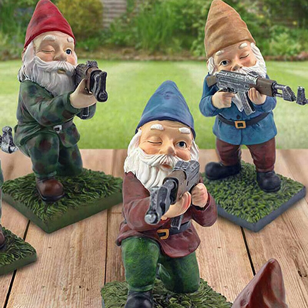 Military Garden Gnome Camouflage Outdoor Decor Resin Guerrilla set NALANI