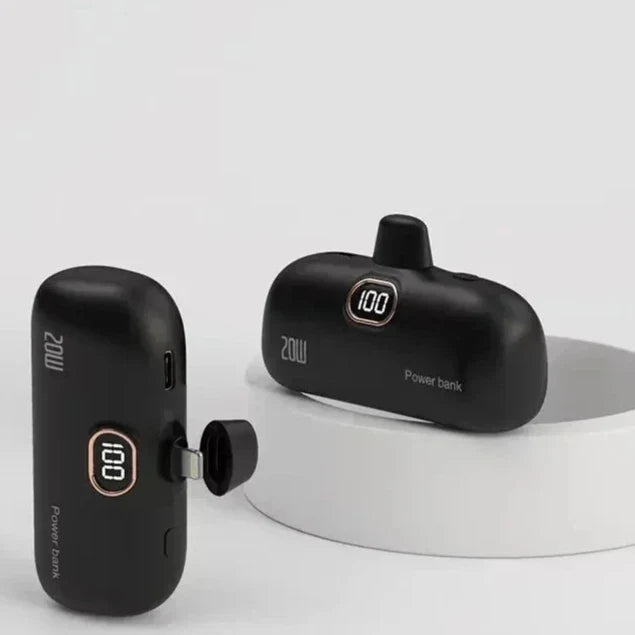 Mini Capsule Power Bank 3000mAh Wireless Fast Charge Black NALANI