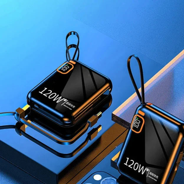 Mini Power Bank 120W 5000mAh Fast Charge Portable Charger Black NALANI