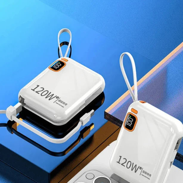 Mini Power Bank 120W 5000mAh Fast Charge Portable Charger White NALANI